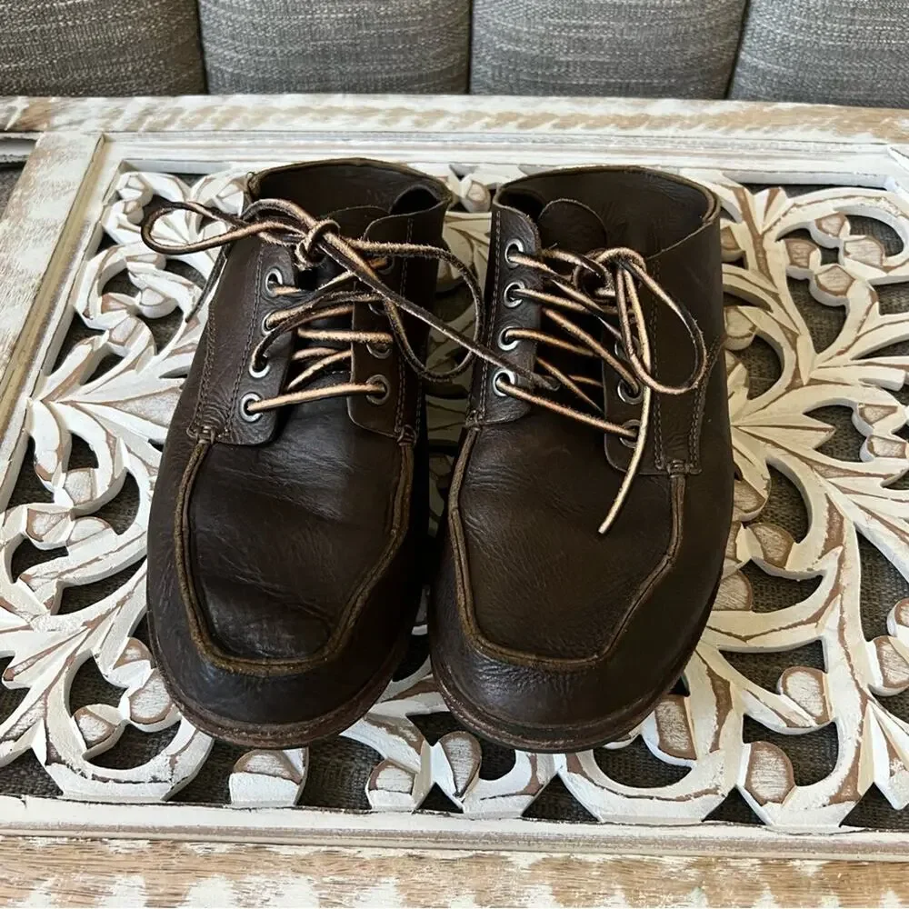 Olukai Men’s Brown Leather Oxford Boat Loafers Shoes 10
